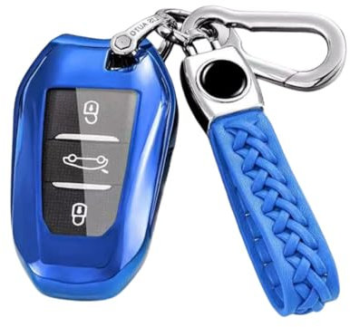MEDZUK Coque Clé Compatible avec Citroen Ami Electrique 2020-2024 2025 Coque de Protection pour clé de Voiture TPU, Accessoire Étui pour Clés avec Porte-clés (Bleu)