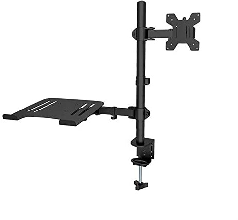 ​Supporto Monitor Supporto da scrivania for doppio monitor LCD, nero completamente regolabile Combo for monitor singolo da 10 a 32 pollici e supporto da scrivania for laptop, adatto a laptop fino a 17