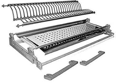VI.TEL. Kit Scolapiatti a molla Acciaio Inox con Supporto Vasca e telaio griglia portapiatti (86 cm per pensile 90 cm)