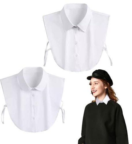 EUPSIIU 2-Piece Detachable Collars for Women - Faux Collar, White, for Sweaters & Collarless Clothes (Cotton)