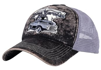 King Kerosin Herren Trucker Cap Mesh Cap Pickup Acid Wash Used Look Oldtimer Vintage Retro 50S 1950 Washed Kappe Pickup