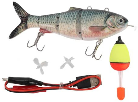 Elektrischer Köder, über USB Wiederaufladbar, Automatischer Schwimmköder, Simulationsdesign, Mehrgelenkiger LED-Elektroköder Zum Angeln (BL-450)