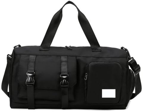 LERONO Sporttasche für Damen, Herren, Sporttasche mit Schuhfach, Reisetasche, Übernachtungstasche für Schwimmen, Basketball, Schwarz