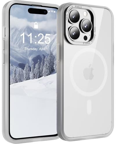 SOOFUN for iPhone 14 Pro Max Case Magnetic Phone Case Compatible with Magsafe, Soft Tpu Bumper Hard Translucent Matte Back Slim Fit Shockproof Protective Case Cover for Men Women Girls, White