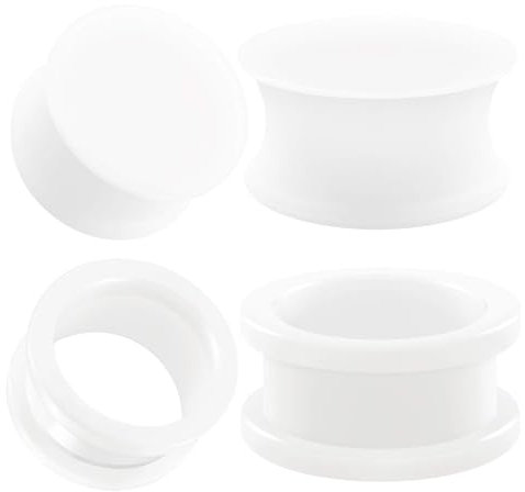Beydodo Tunnel Piercing Plug 18mm, Ecarteur D Oreilles Silicone Acrylique 4 Pièces Tunnels de Chair Femme Homme Plug et Tunnel Double Évasé Blanc