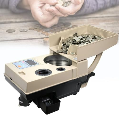DPLXFPP Contador Monedas, Clasificador Monedas Profesional, con Bandeja De Capacidad para 2000 Monedas, 1500 Monedas por Minuto, Contador De Cambio, Máquina para Contar Moneda