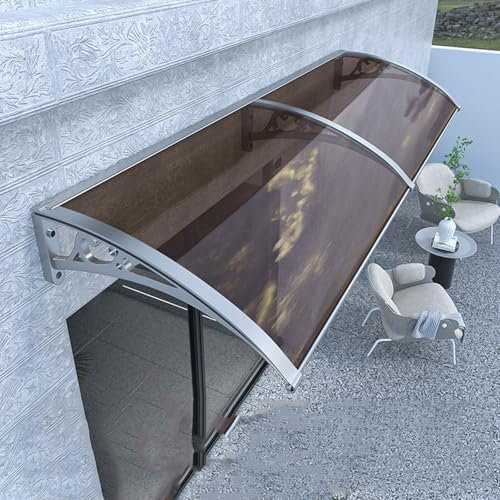 Aeovot Eingangstür Vordach aus Aluminium und Polycarbonat, Vordach Haustür mit Seitenteil, Türdach, Balkon, Pavillion, Regenfest und UV Schutz(80x100cm)