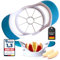 Caluny Apfelschneider Apfelteiler Edelstahlklingen Obstschneider spülmaschinenfest Apfelspalter Gummigriff Apple cutter Apfelentkerner Apfelstecher Apfelzerteiler apple slicer (Blau)