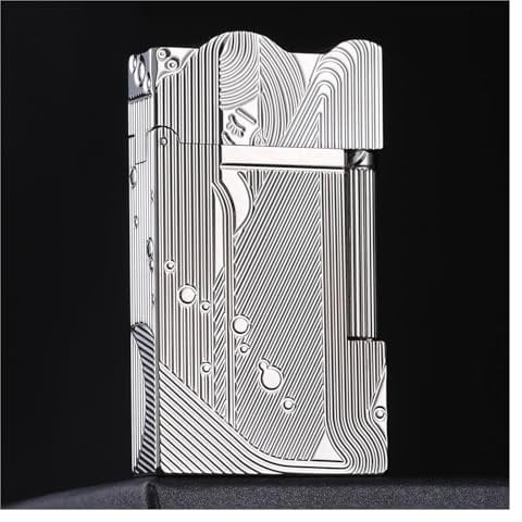 Sanji Mermaid Lighter One Piece Pulley Lighter Luxury Gift Box Packaging Soft Flame Lighter with Adjustable Flame Dial for Cigarette Cigar Candle Camping Hiking BBQ (Color: Plata, Tamaño: Kerosene