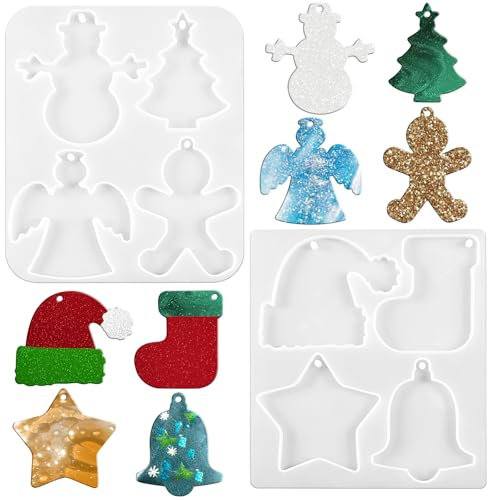 2 pezzi stampi in resina natalizia, stampi per regali di Natale stampi in silicone forniture per decorazioni stampi in resina per ornamenti natalizi, stampi in silicone per le vacanze per la produzion