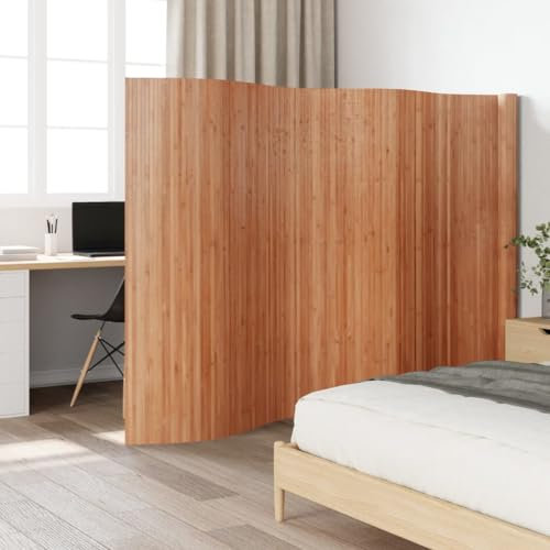 Myheimly Paravent Raumteiler Paravent Trennwand Spanische Wand Vlies-Rückseite Sichtschutz Bambusmatte Flexibel Stellwand Bambus Natur 165x600 cm Bambus