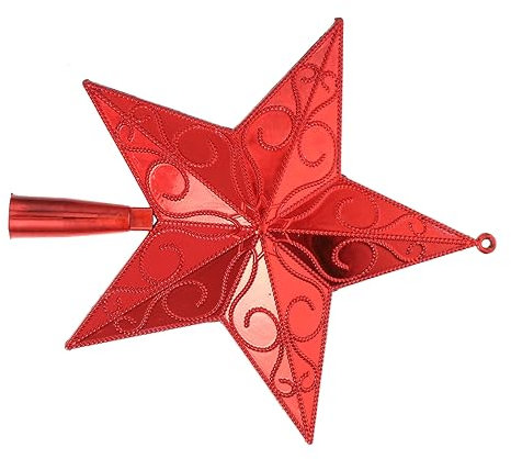 CHILDWEET Weihnachten Baum Topper Stern 20cm Baumkrone Schmuck Rot Kunststoff Material Foto Prop Festliche