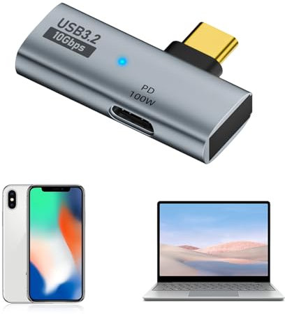 USB C OTG Adapter, Typ C 100W PD Laden USB C auf Dual USB C Splitter für iPhone 15 Pro Max, Google TV Chromecast 2020, MacBook, Samsung Galaxy S22/S23(Grau)