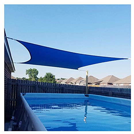 Tenda parasole impermeabile a vela con blocco UV al 98%, per esterni, giardino, spiaggia, campeggio, patio, piscina, tenda da sole, riparo blu, 3 m x 5 m