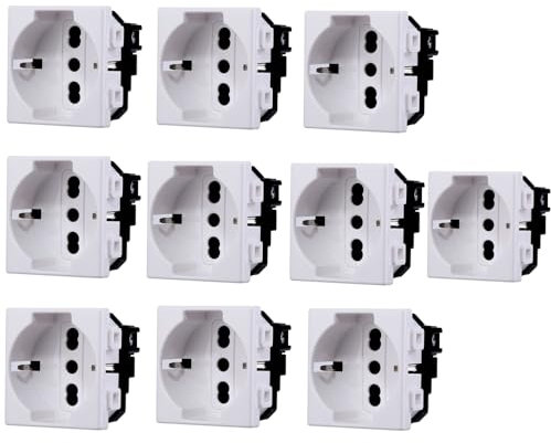 Presa schuko 2P+T 10/16A 230V compatibile Bticino Matix di colore bianco