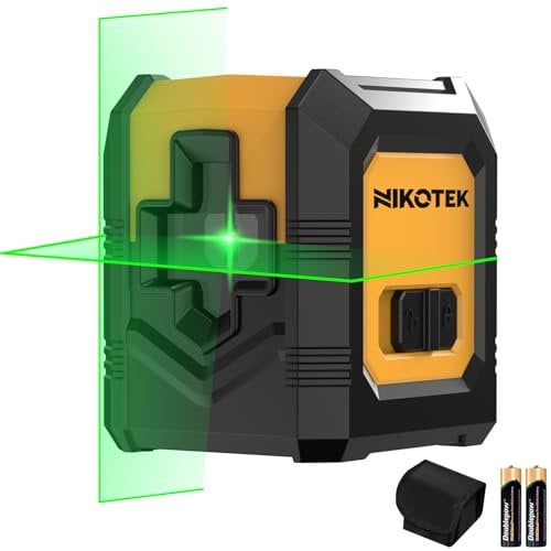 Nikotek Green Laser Level with Upgraded Tripod 1.2M, Self-Leveling Bright Green Beam Horizontal and Vertical Cross Line Laser for Home Decoration DIY etc.Carrying Pouch Battery&Tripod Included