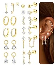 Dochais 11 Paar Ohrringe Gold Tone farben Silber Set 316L Chirurgenstahl Ohrringe Damen