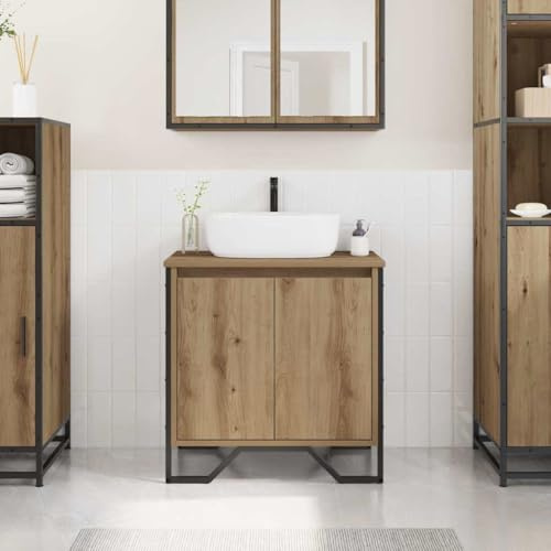 Genérico Gabinete de Lavabo con Puerta Roble Artesanal 60 x 35 x 60 cm,Mobiliario,Armarios y Almacenamiento,Tocadores,Tocadores de baño,Marrón,13.68 KG,869178