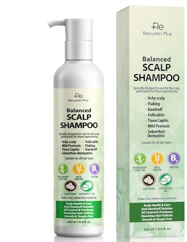 Psoriasis & Folliculitis Scalp Treatment Shampoo: Seborrheic Dermatitis Formula, Anti-Dandruff, Itchy and Dry Scalp Care with Salicylic Acid, Piroctone Olamine, Biotin, Rosemary, Coconut Oil