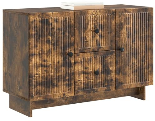 vidaXL Sideboard Geräucherte Eiche 89 x 34,5 x 60 cm Holzwerkstoff, Großer Stauraum, moderner Sideboard, minimalistisches Design, funktionaler Schrank für den Essbereich