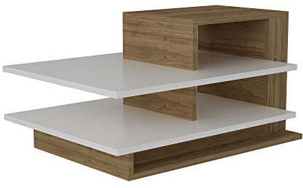 Alphamoebel Tables Basses, Matériau en Bois, Noyer Blanc, 84,8 x 35 x 43,6 cm