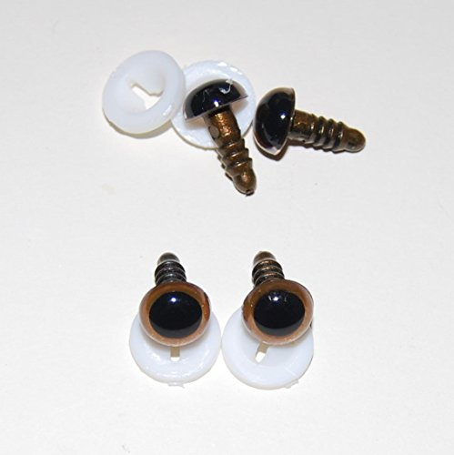 celloexpress 18mm GLASS LIKE Light Brown Eyes with Plastic Backs - Safety Eyes for Soft Toy or Teddy Bear Making - Pack of 2 Pairs