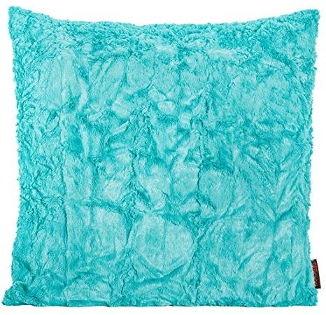 Magma Kissenhülle Fluffy - 50 x 50 cm - Plüsch Kissenhülle Felloptik - sehr flauschig und kuschelig - in vielen Farben, Farbe:Magma_türkis_032