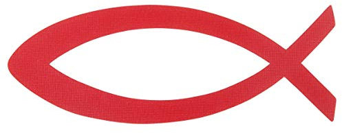 Christliche Geschenkideen °* Auto-Aufkleber Fisch Ichthys 9cm, wetterfest und lichtbeständig (rot)