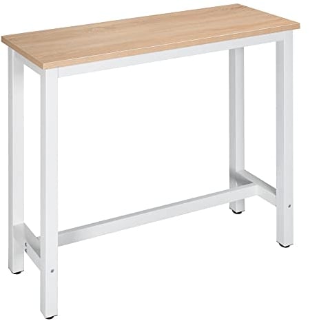 WOLTU 1x Bartisch Bistrotisch Stehtisch Esstisch, Metallgestell, Tischplatte aus MDF, Helle Eiche, 120x100x40cm(BxHxT)
