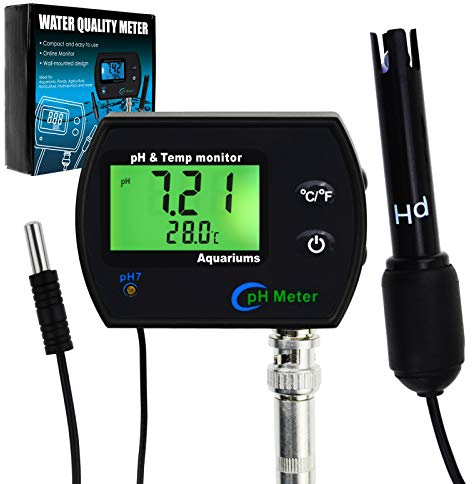 2-in-1-pH- und Temperatur monitor, pH-Meter mit Hintergrundbeleuchtungsfunktion, Doppelanzeige 0,00–14,00 pH °C/°F, Wasserqualitätstester, pH-Monitor für Wasser, Fischtank, Aquarium, Hydrokultur, Pool