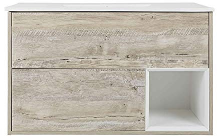 Milano Light Oak 1010mm Bathroom Vanity Unit Inset Basin