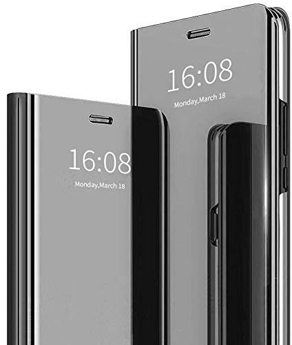 MadBee for iPhone 5/5S/SE Case [with Screen Protector Full Coverage Flexible Film], Electroplate Plating Kickstand Case Smart Clear View Cover for iPhone 5/5S/SE (Black)