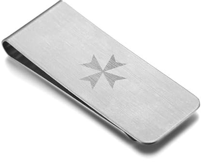 BOBIJOO JEWELRY - Zange Ticket Edelstahl 316 Gebürstet Silber Kreuz Siegel Templer zu Jerusalem Freimaurer Fleur LYS nach Wahl - Malta-Kreuz