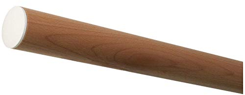 TIBU Buche Holz Handlauf Geländer 30-500 cm weiße Edelstahl Enden Wandhandlauf Wand Treppe, Länge 2900 mm / 290 cm / 2,9 m und Endstück leicht gewölbte weiße Kappe