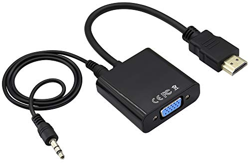 zdyCGTime avec Port Audio 3,5mm Adaptateur VGA Femelle vers HDMI Mâle Câble Audio vidéo,Compatible avec Ordinateur, Bureau, Ordinateur Portable, PC, Moniteur, projecteur, HDTV, AV,Xbox.(VGA F/M)