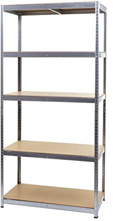 Mendler Schwerlastregal HWC-E33, Kellerregal Steckregal Lagerregal, 875kg Stahl 5 Böden - verzinkt 200x100x60cm