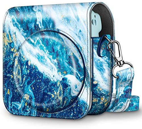 Fintie Tasche für Fujifilm Instax Mini 11 Sofortbildkamera - Premium Kunstleder Schutzhülle Reise Kameratasche Hülle Abdeckung mit abnehmbaren Riemen, Meeresblau