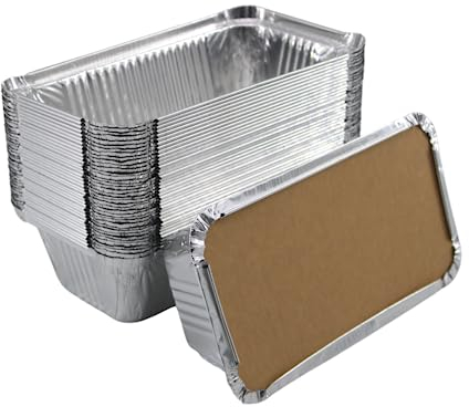 Enpack Aluschale R13-670L - 100 Stück Aluminiumschale mit Deckel 690ml - Menüschale - Alu Form für Lebensmittel - Take away - Grillschalen - Einwegverpackungen - Einmalbehälter für Lasagne/Nudeln