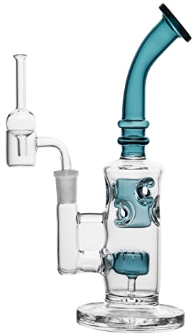 Pipa ad acqua in vetro a nido d'ape per pipa in vetro percussivo Dab Rig Bubblers con ciotola al quarzo per bong (Bong with quartz banger)