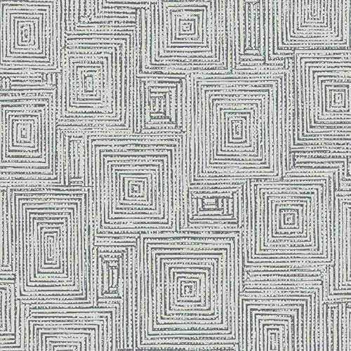 Grey Geometric Wallpaper Silver Square Metallic Textured Embossed Vinyl