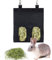 Kaninchen Heutasche Meerschweinchen Futterstation Futterspender Kleintiere Heutasche Futtersack für Hase Chinchilla Hamster Kleine Tiere (2 Fenster, Schwarz)