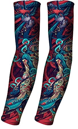 AHXN UV-Sonnenschutz-Armstulpen für Damen und Herren, UPF 50+, Sport-Kompressions-Kühlhülle, einzigartiges Tattoo-Ärmel, Geschenk, God of Guard, Alle Code