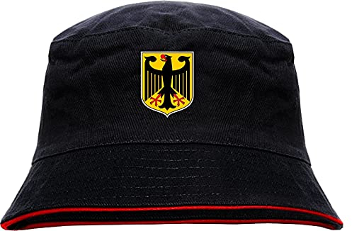 Deutschland Wappen Anglerhut - Bedruckt - Schwarz-Roter Fischerhut L/XL SchwarzRot