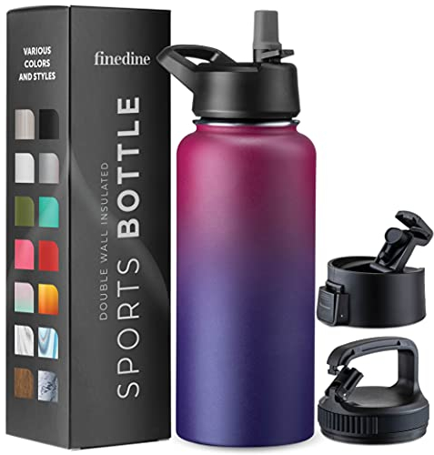 Triple-Insulated Stainless Steel Water Bottle with Straw Lid - Flip-Top Lid - Wide-Mouth Cap (32 oz) Insulated Water Bottles, Keeps Hot and Cold - Sports Canteen Water Bottle