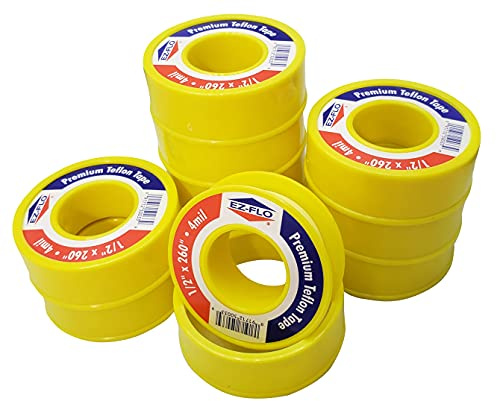 EZ-FLO Gas Teflon Tape, Premium Pipe Thread Tape, 1/2-Inch x 260-Inches x 4 mil, Yellow (10 Pack)