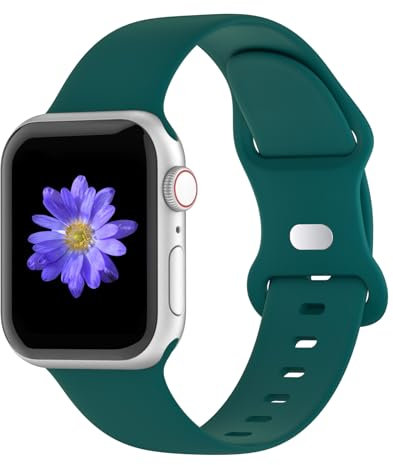 Cindgress Sport Band Compatible with Apple Watch 41mm 38mm 40mm for Women Men, Soft Silicone Strap for iWatch Wristband Series SE 10 9 8 7 6 5 4 3 2 1 S/M Emerald Green