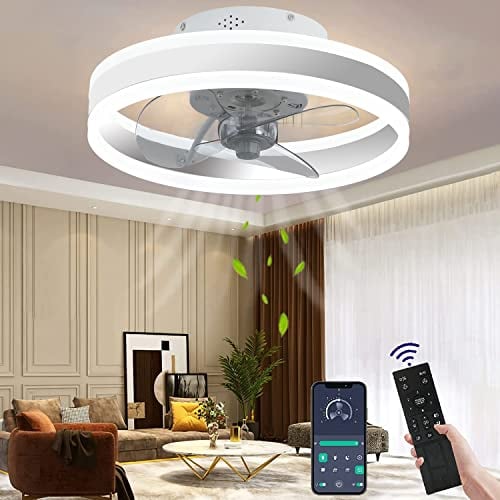 Wildcat Ventilatore da soffitto con illuminazione, LED moderno e silenzioso, con telecomando, timer, lampada da soffitto per soggiorno, sala da pranzo (colore: bianco, dimensioni: 40 cm)
