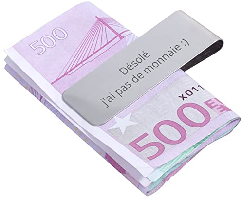 Pinza para Billetes en Metal Plateado con personalización de Texto - Pinza para Billetes Personalizada en Forma de rectángulo Grabado - Pinza para Billetes Personalizada