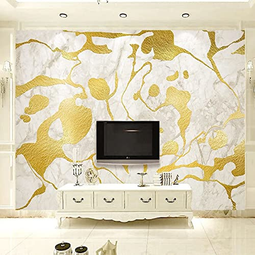 Yimesoy Papier Peint Étanche Personnalisé 3D Luxe Marbre Blanc Ligne Dorée Peintures Murales Salon Tv Canapé Décor À La Maison Peintures Murales 430Cm(W)×300Cm(H)