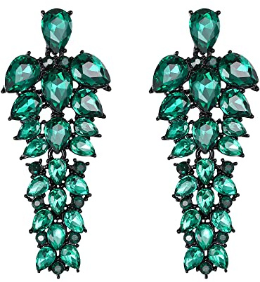 EVER FAITH Damen Ohrringe Strass Kristall Cluster Teardrop Statement hängend Chandelier Ohrstecker für Damen Klar Silber-Ton